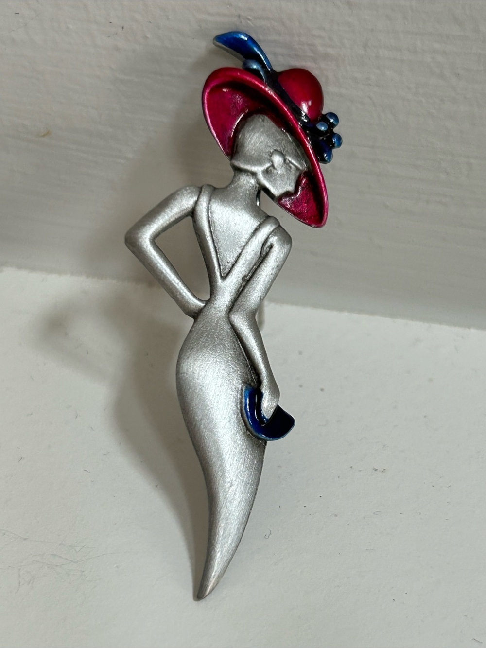 JJ Jonette “Lady in a Red Hat” brooch